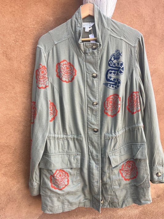 Upcycled Olive Utility Jacket - 2X