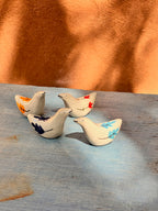 Birdie in clay - paper weight tiny sculpture