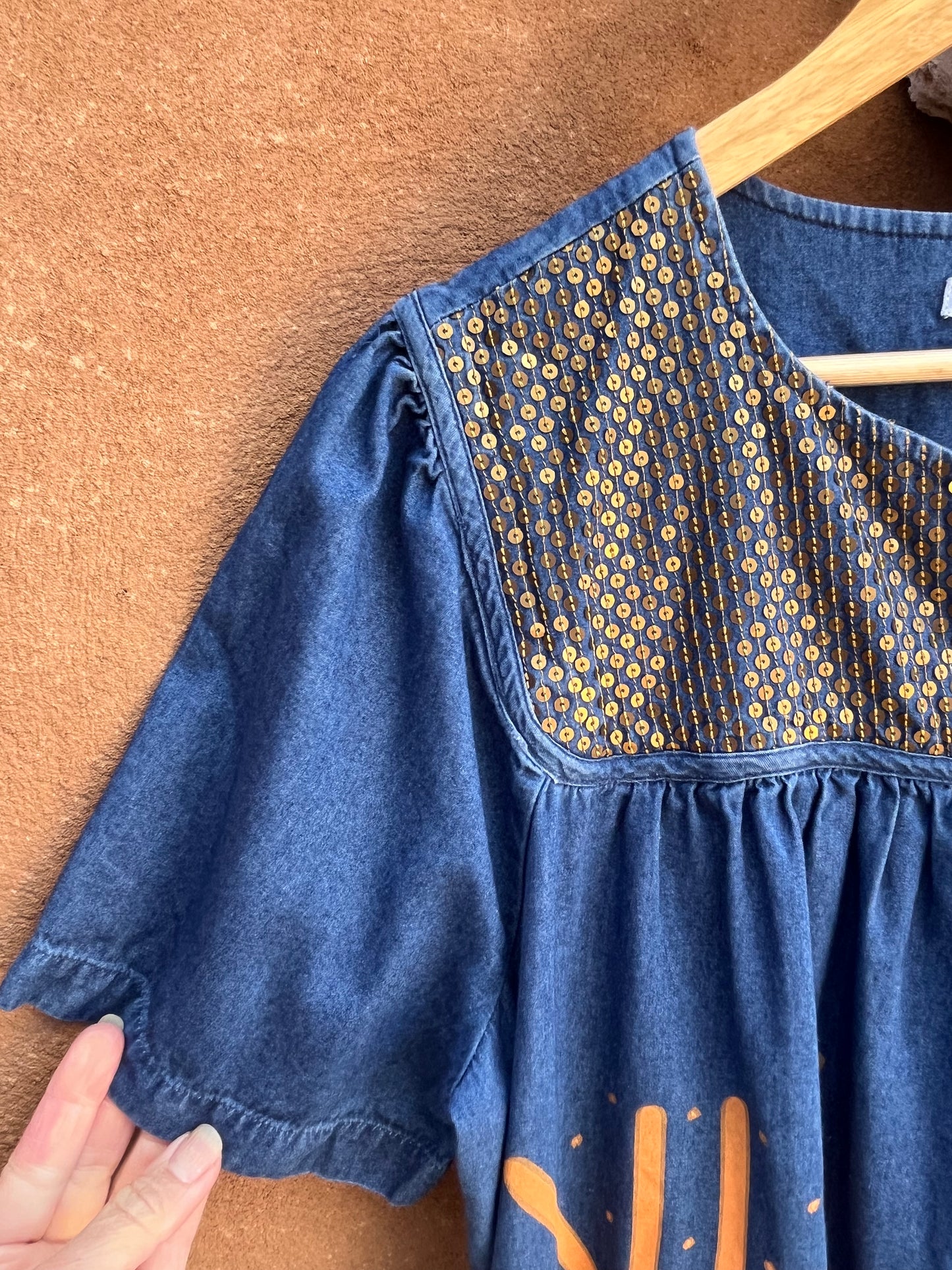 Upcycled Jean cotton dress - Large