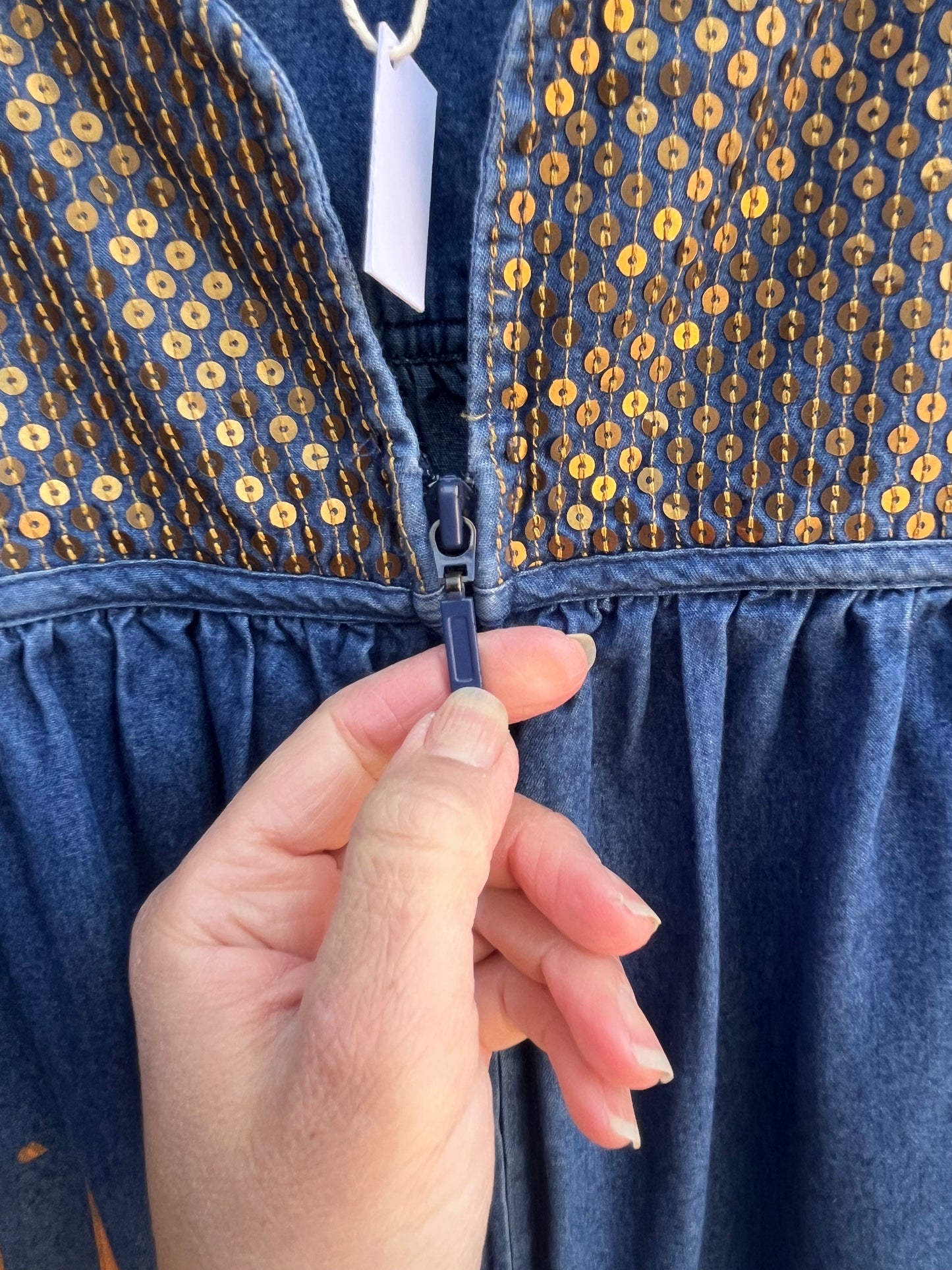Upcycled Jean cotton dress - Large