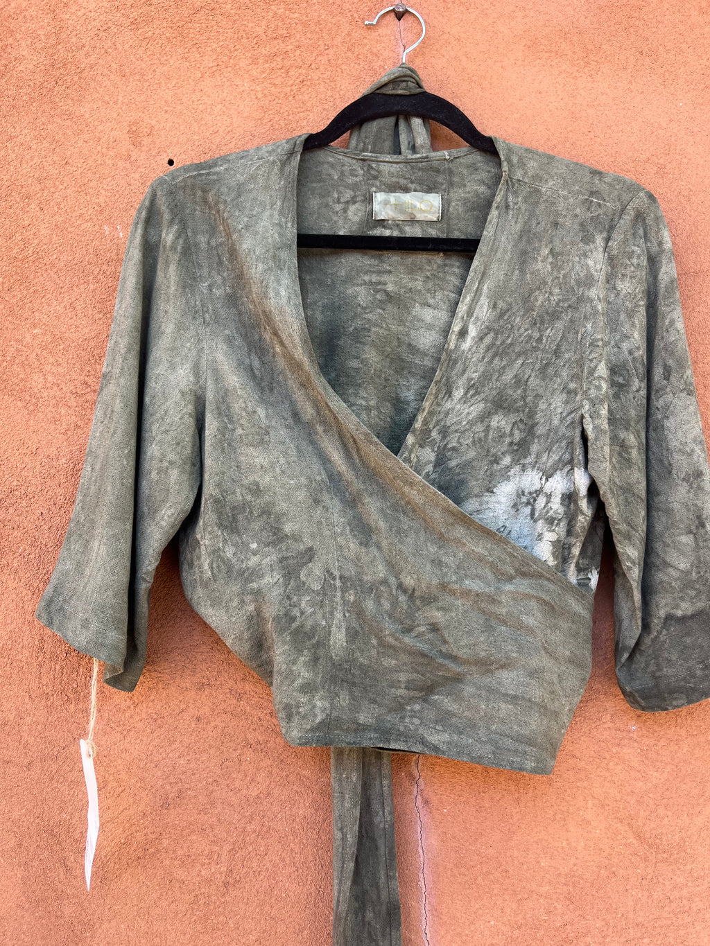 Front tie top - Linen - Green tye-dye
