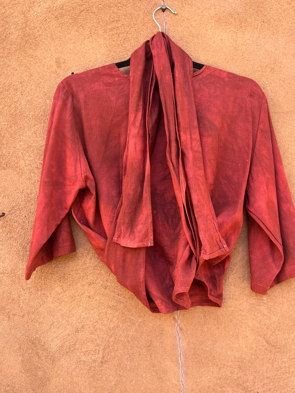 Front tie top - Linen - Red