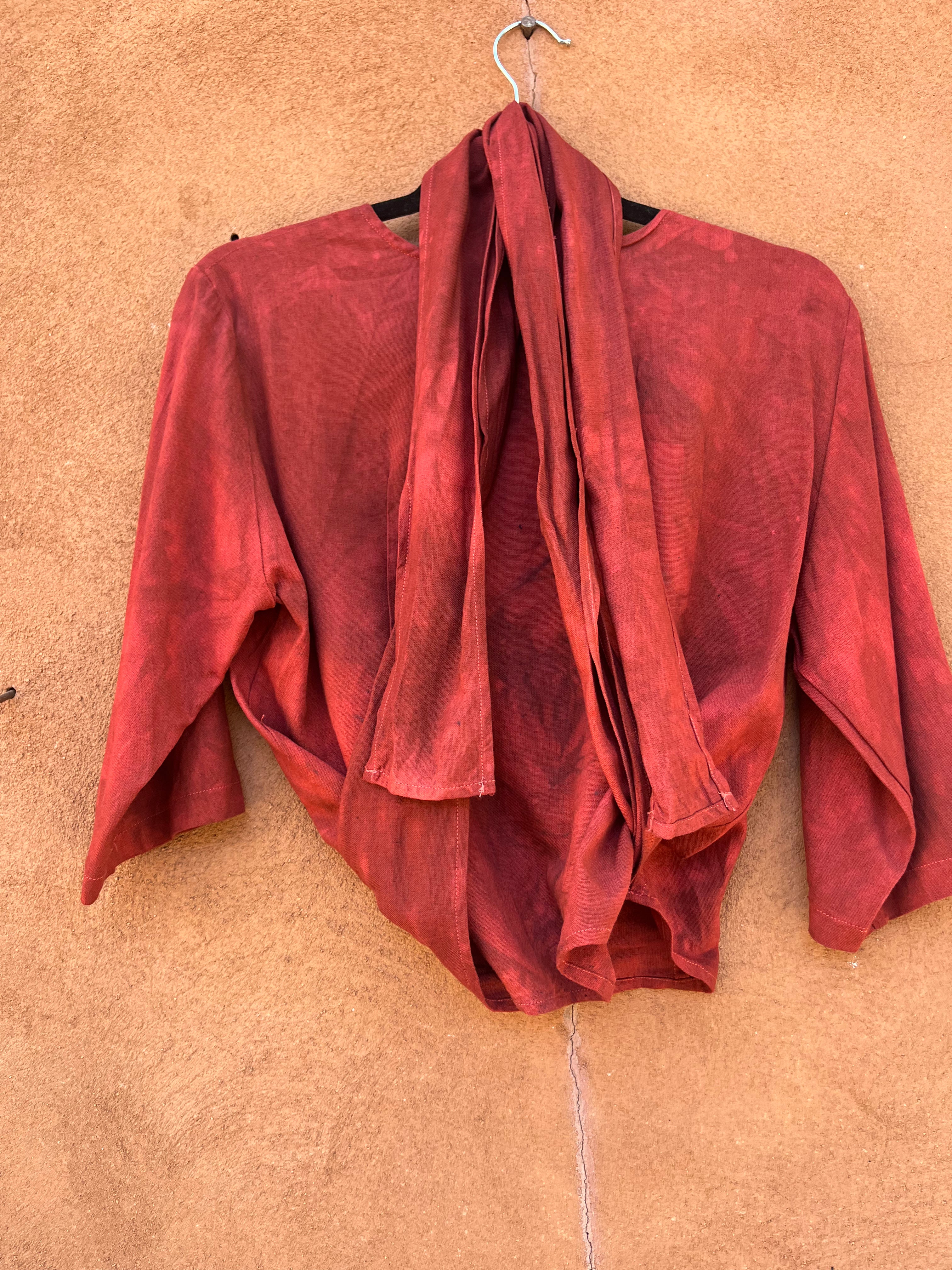 Front tie top - Linen - Red