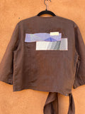 Front tie top - Linen - Brown