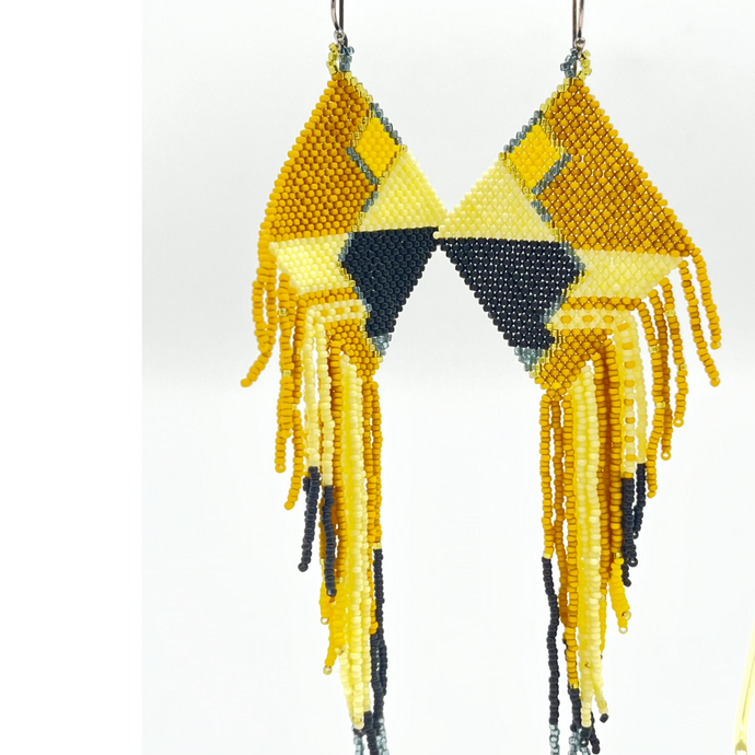 Yellow and Black Fringe earrings