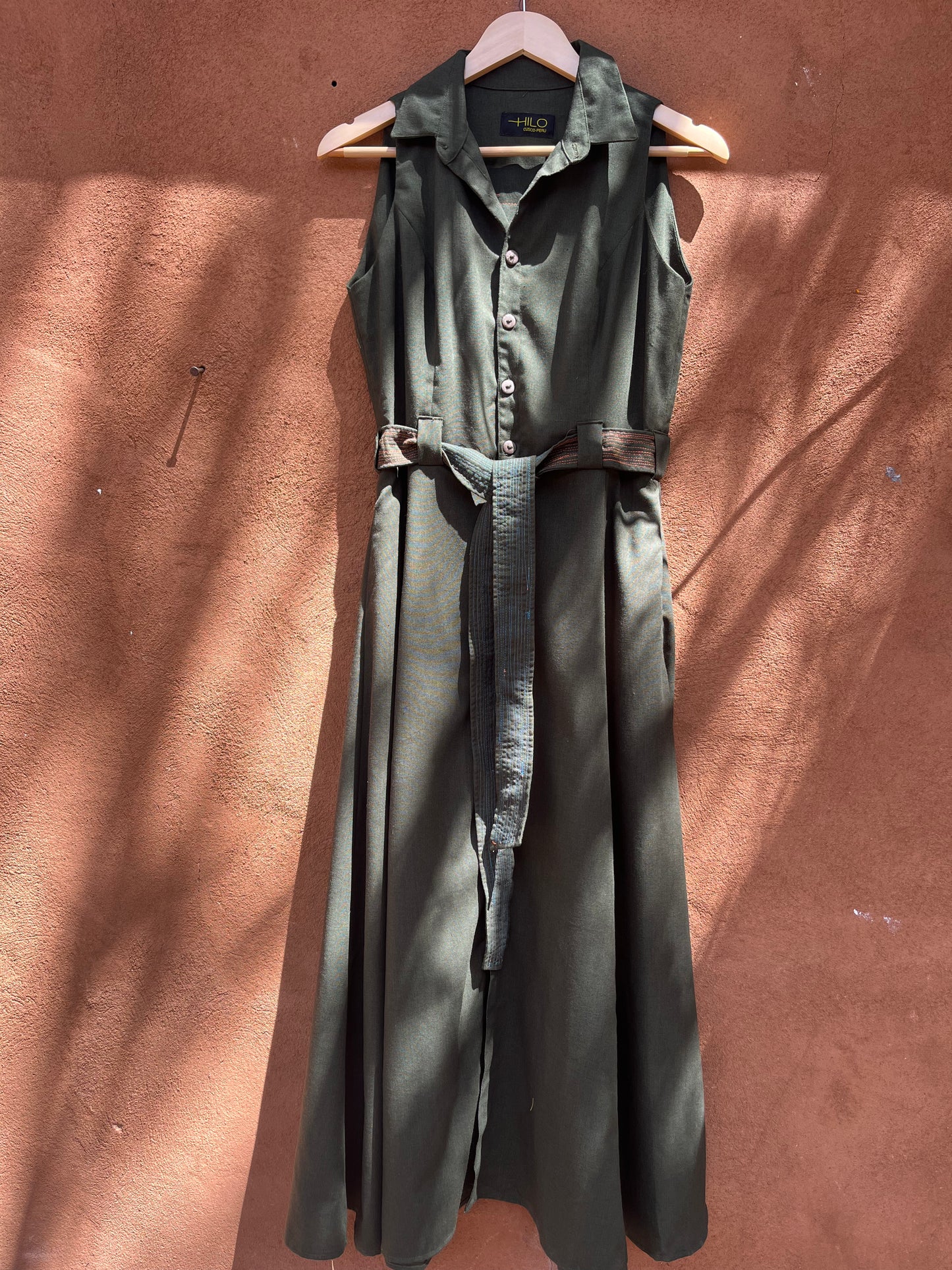 Olive Linen - Sleeveless ~ A-line dress