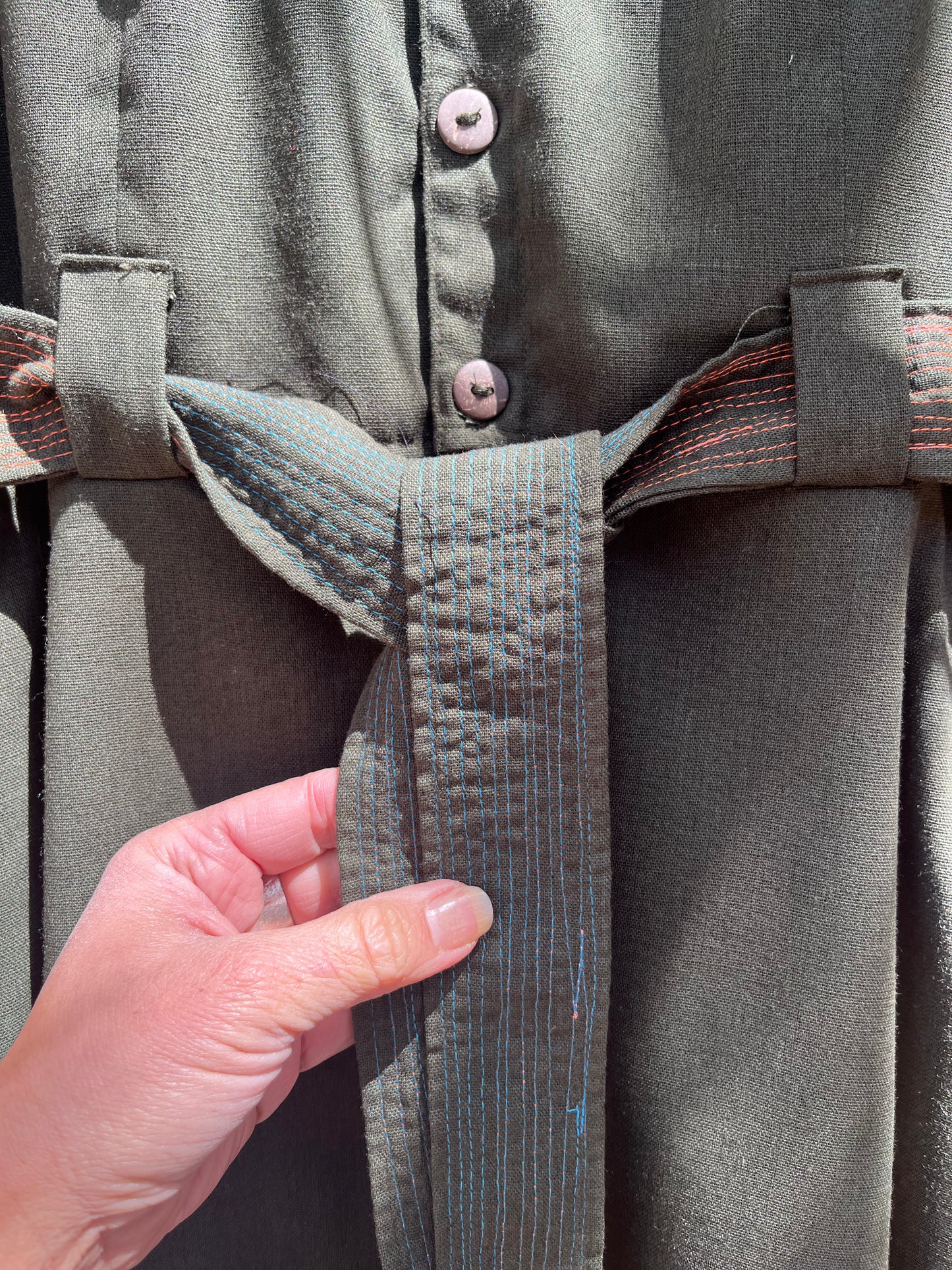 Olive Linen - Sleeveless ~ A-line dress