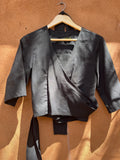Front tie top - Linen - Black