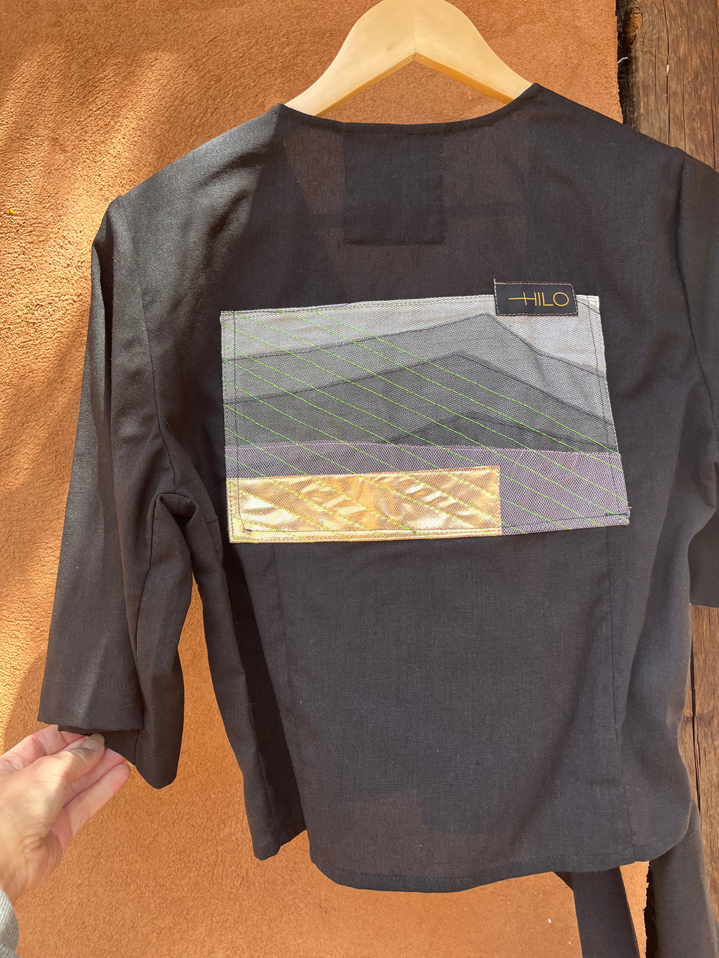 Front tie top - Linen - Black