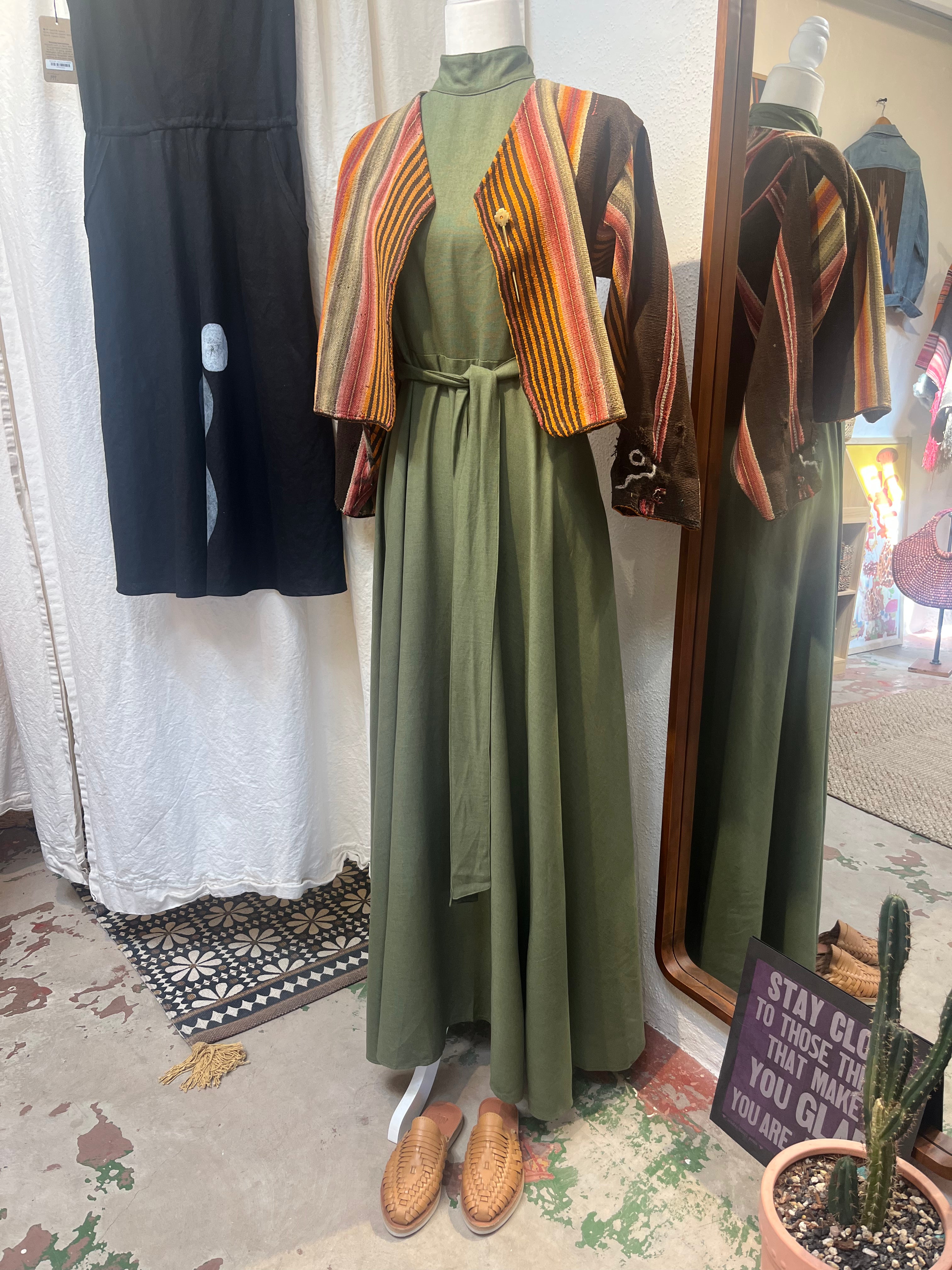 Linen Haltar Dress - Sleevless - Green