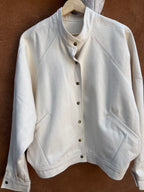 Bomber Cream jean jacket - patchwork