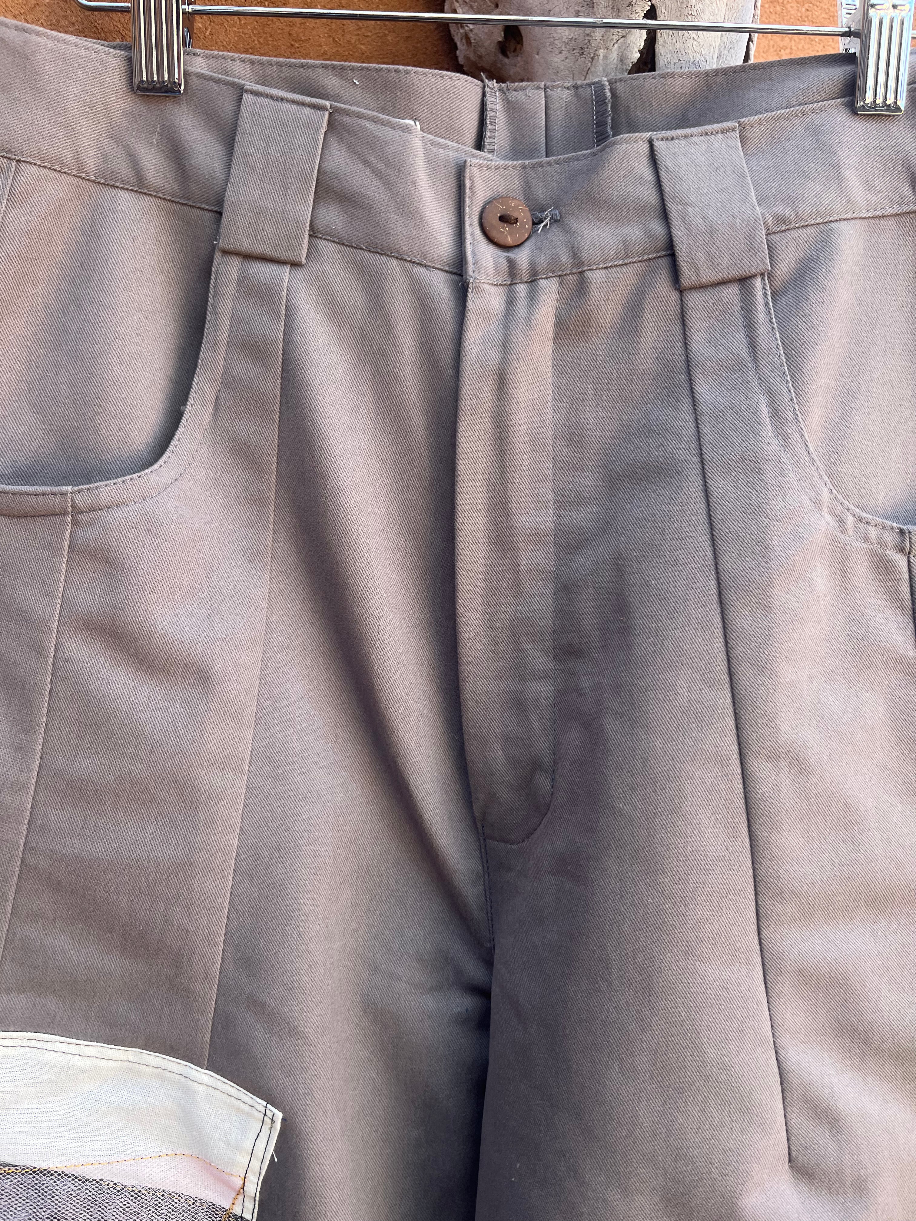 High Waisted Barrel Pants - Grey with patch