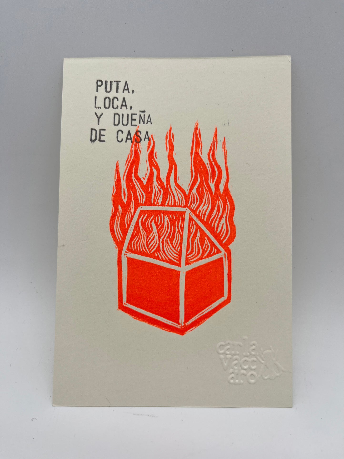 Dueña de Casa ~ linocut print 6x4