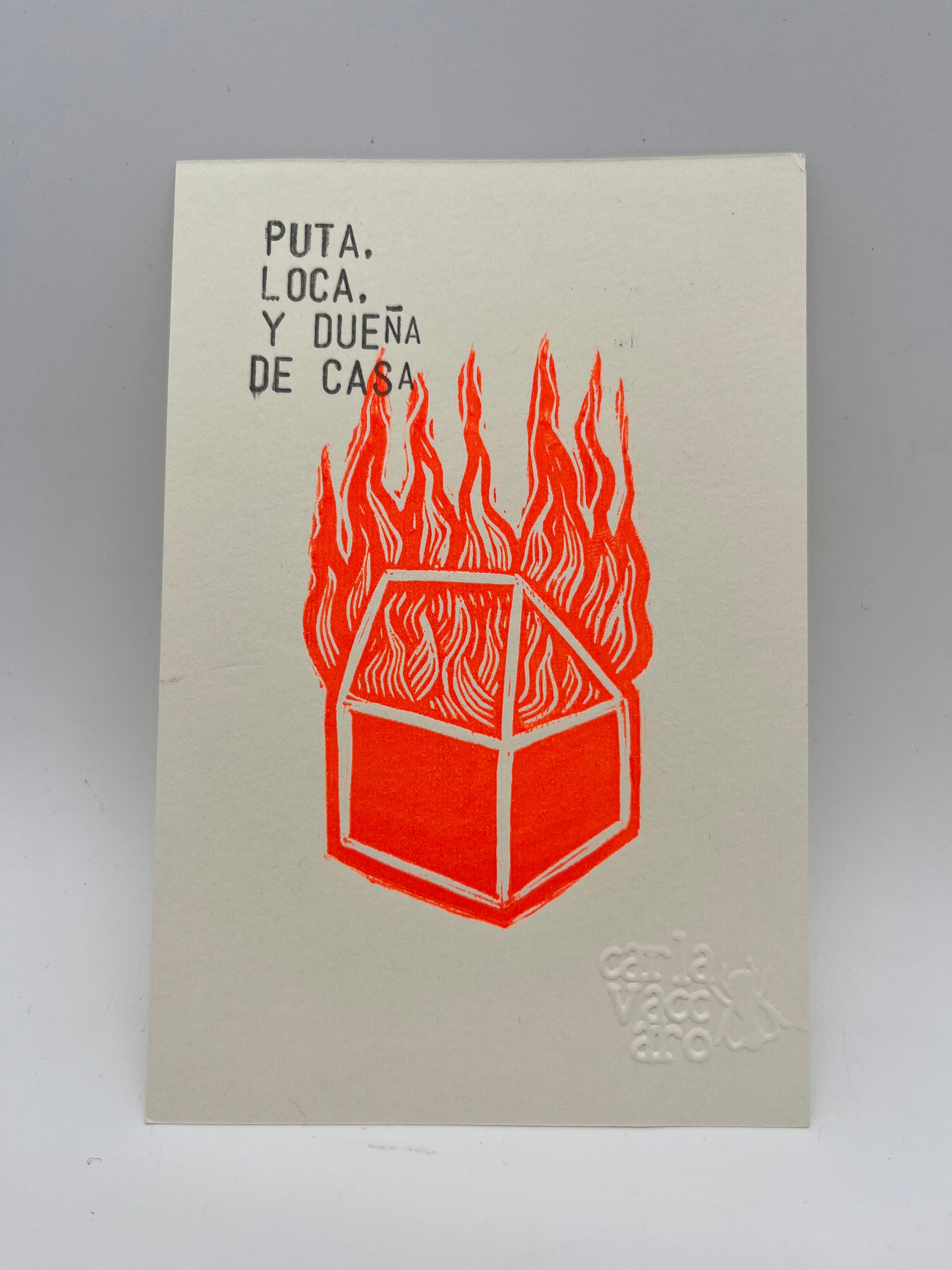 Dueña de Casa ~ linocut print 6x4