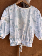 Coral blouse - White & blue - Large