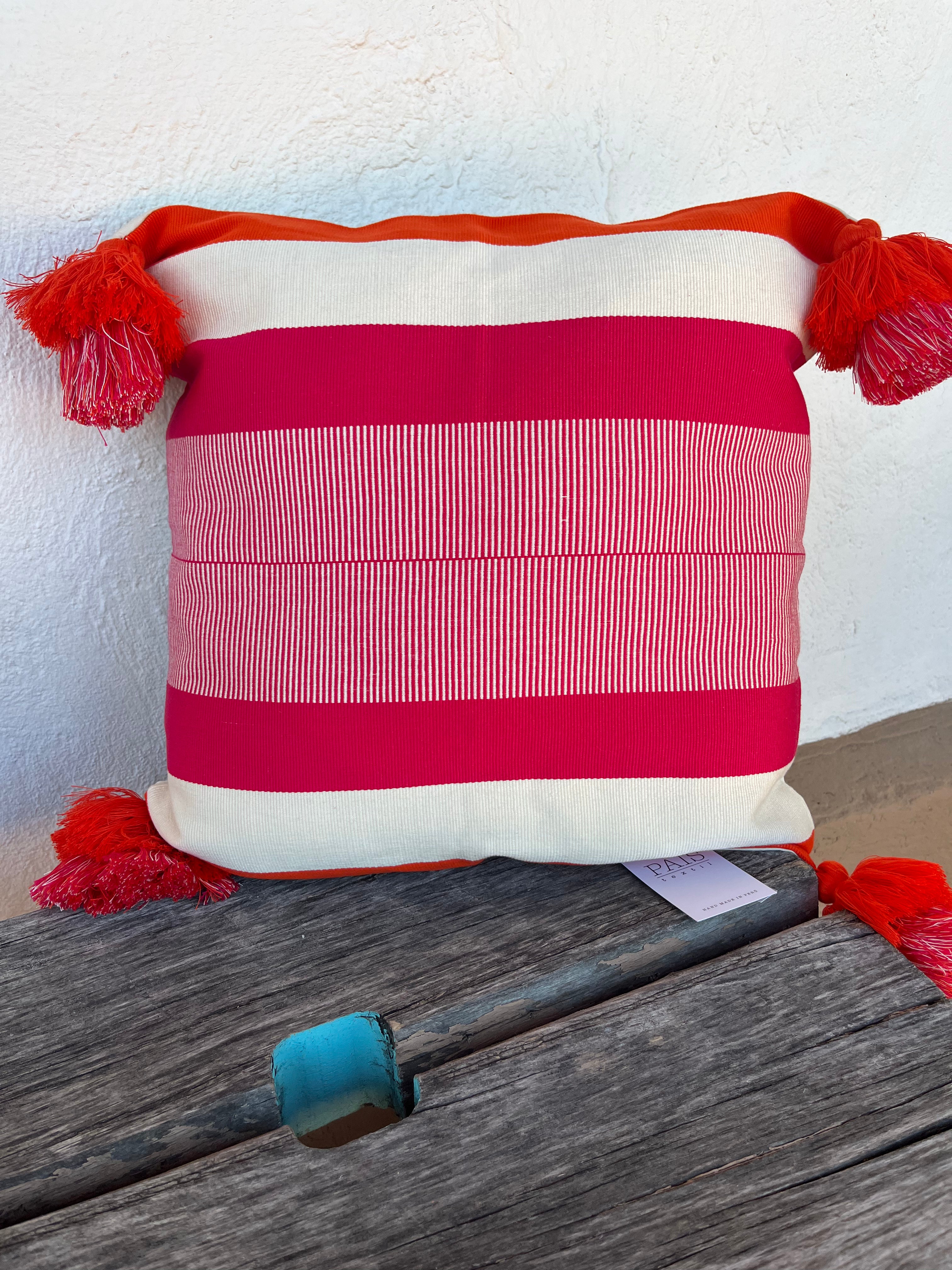 Square pillowcase pink and orange - 18” x 18”