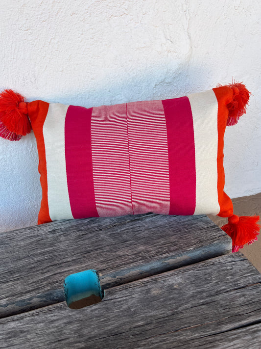 Rectangle pillowcase pink and orange - 12” x 18”