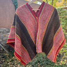 Load image into Gallery viewer, Poncho -  Cropped ~ multicolored ~ Handwoven - Yellow Stitch
