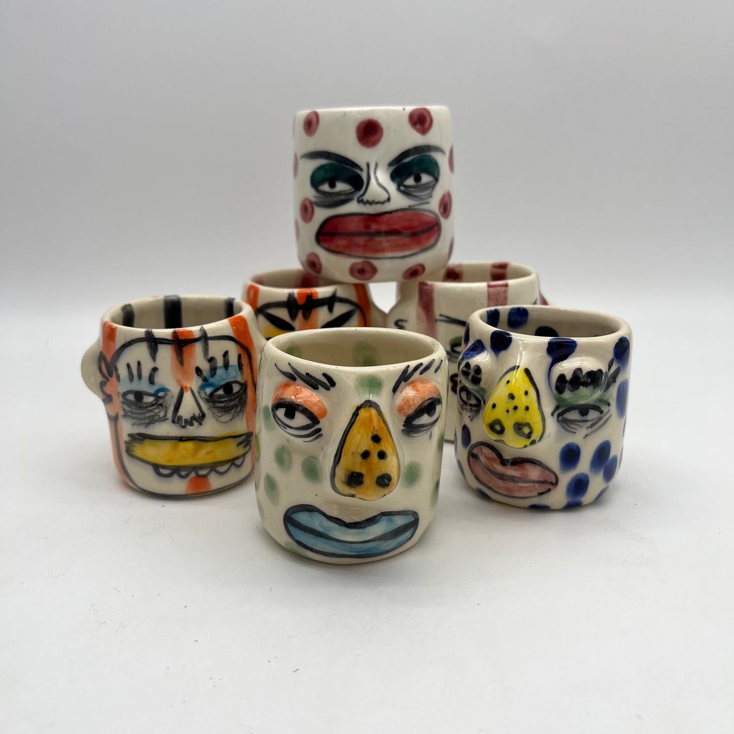 Face Mezcal Cups ~ porcelain