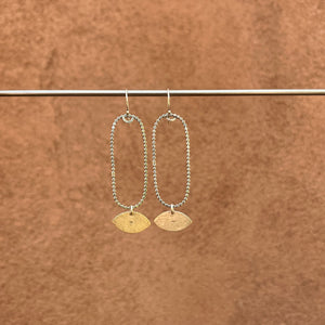 Geometric shape earrings ~ Sterling silver and brass