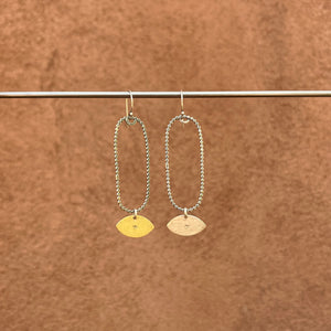 Geometric shape earrings ~ Sterling silver and brass