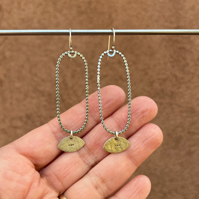 Geometric shape earrings ~ Sterling silver and brass