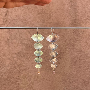 Connected dangle earrings - Sterling Silver ~ Peach Tourmaline