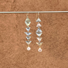 Load image into Gallery viewer, Triangle connected earrings ~ moonstone
