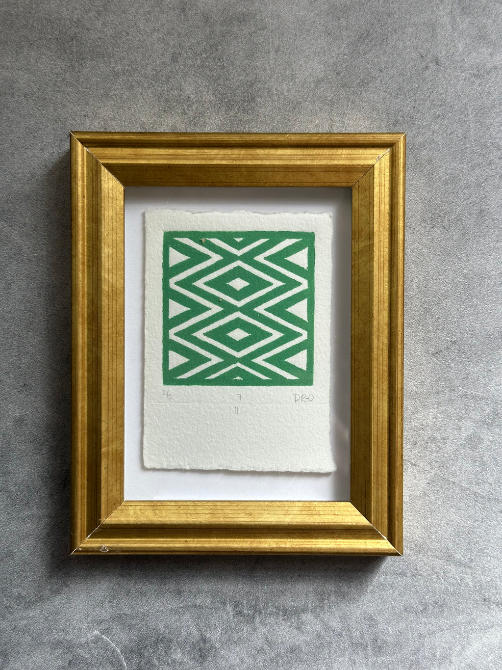 Rectangle Green Geometric  - Relief Printing Collection