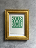 Rectangle Green Geometric  - Relief Printing Collection