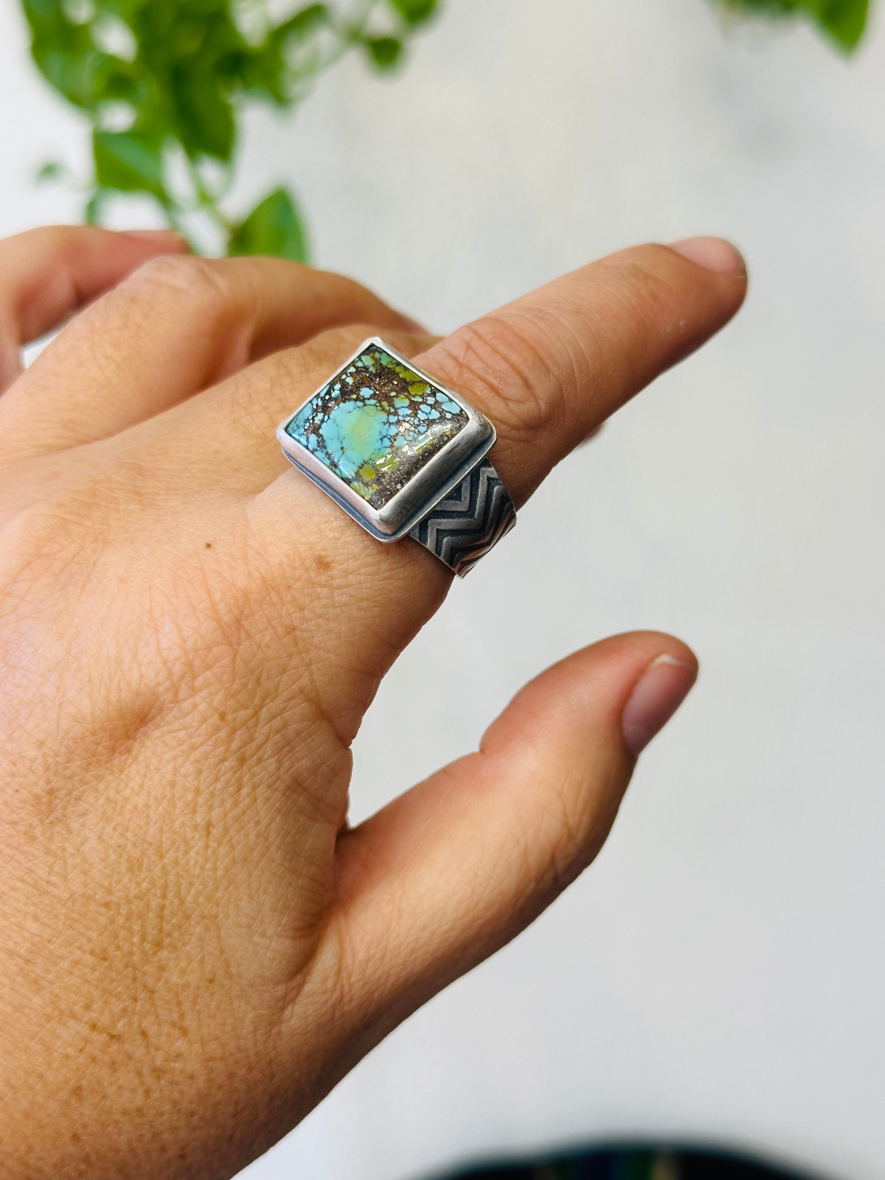 Blue Moon Turquoise - Sterling Silver ring - Fits size 8