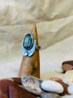 Moss Aquamarine & Sterling Silver Ring - Size 7