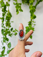 Hessonite Garnet & Sterling Silver Ring - size 6