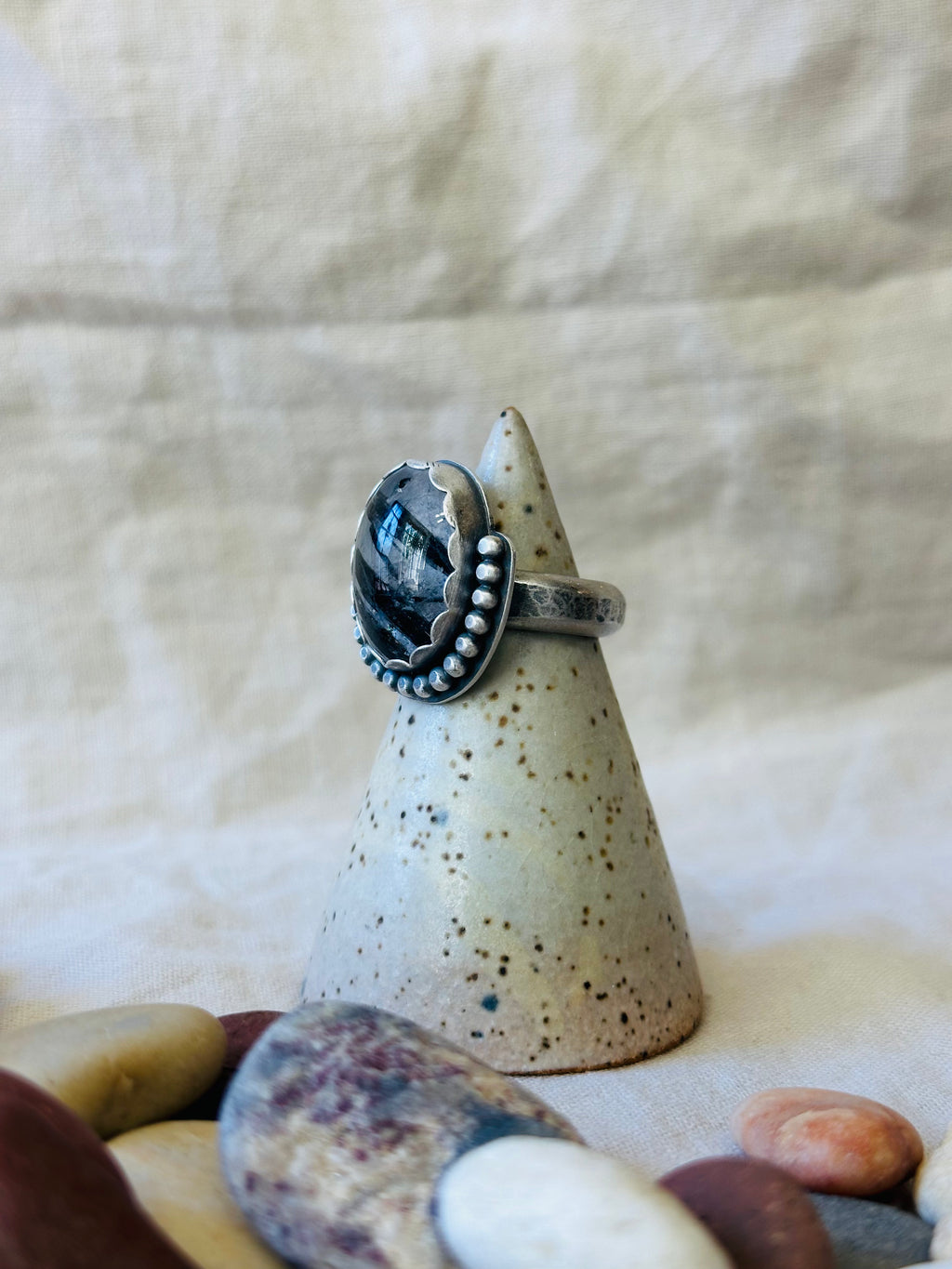 Rutilated Quartz - Sterling Silver Ring - Size 7