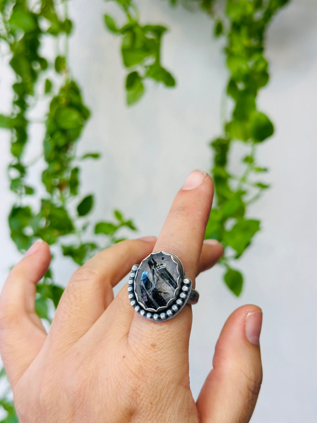 Rutilated Quartz - Sterling Silver Ring - Size 7