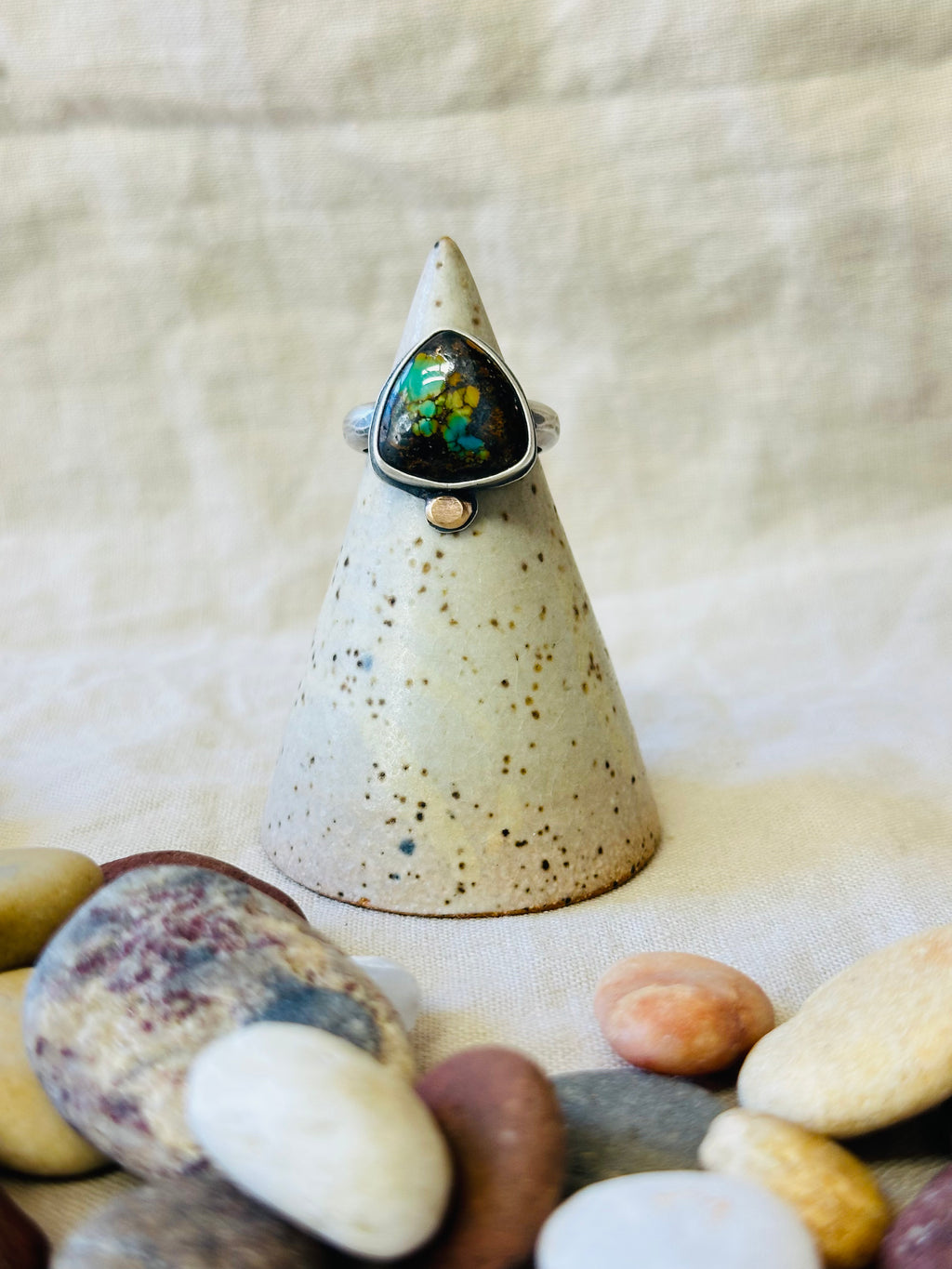 Hubei Turquoise & Sterling Silver Ring - Size 6.75
