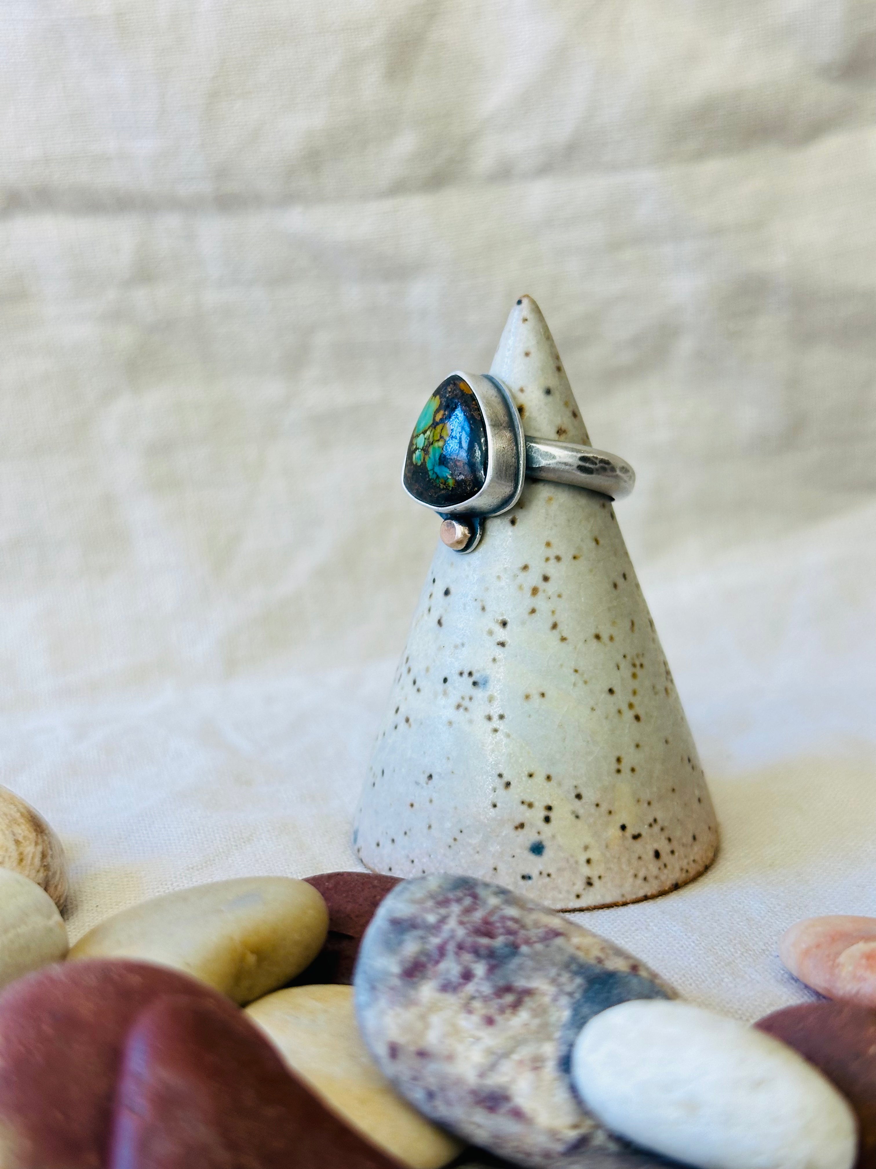 Hubei Turquoise & Sterling Silver Ring - Size 6.75
