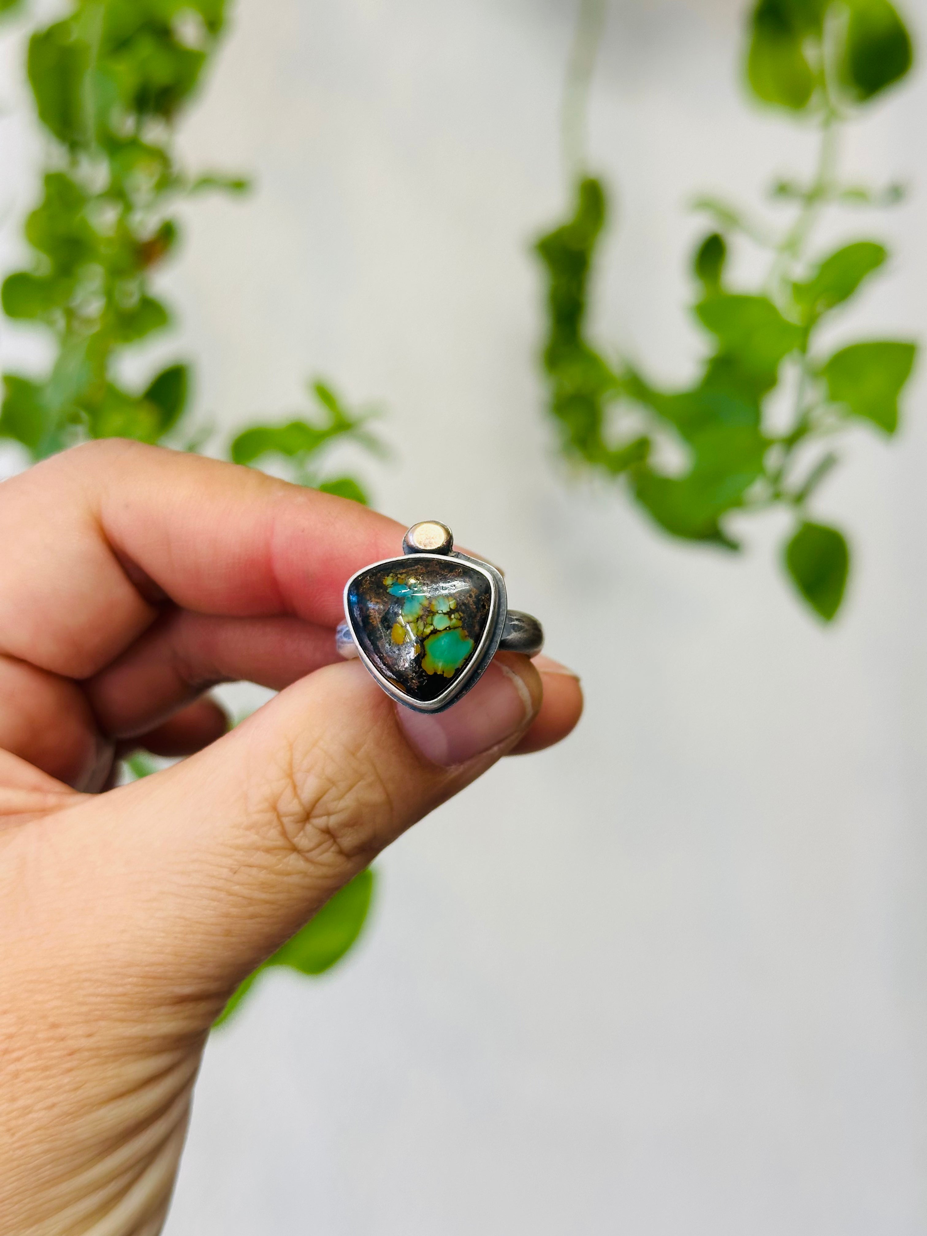 Hubei Turquoise & Sterling Silver Ring - Size 6.75