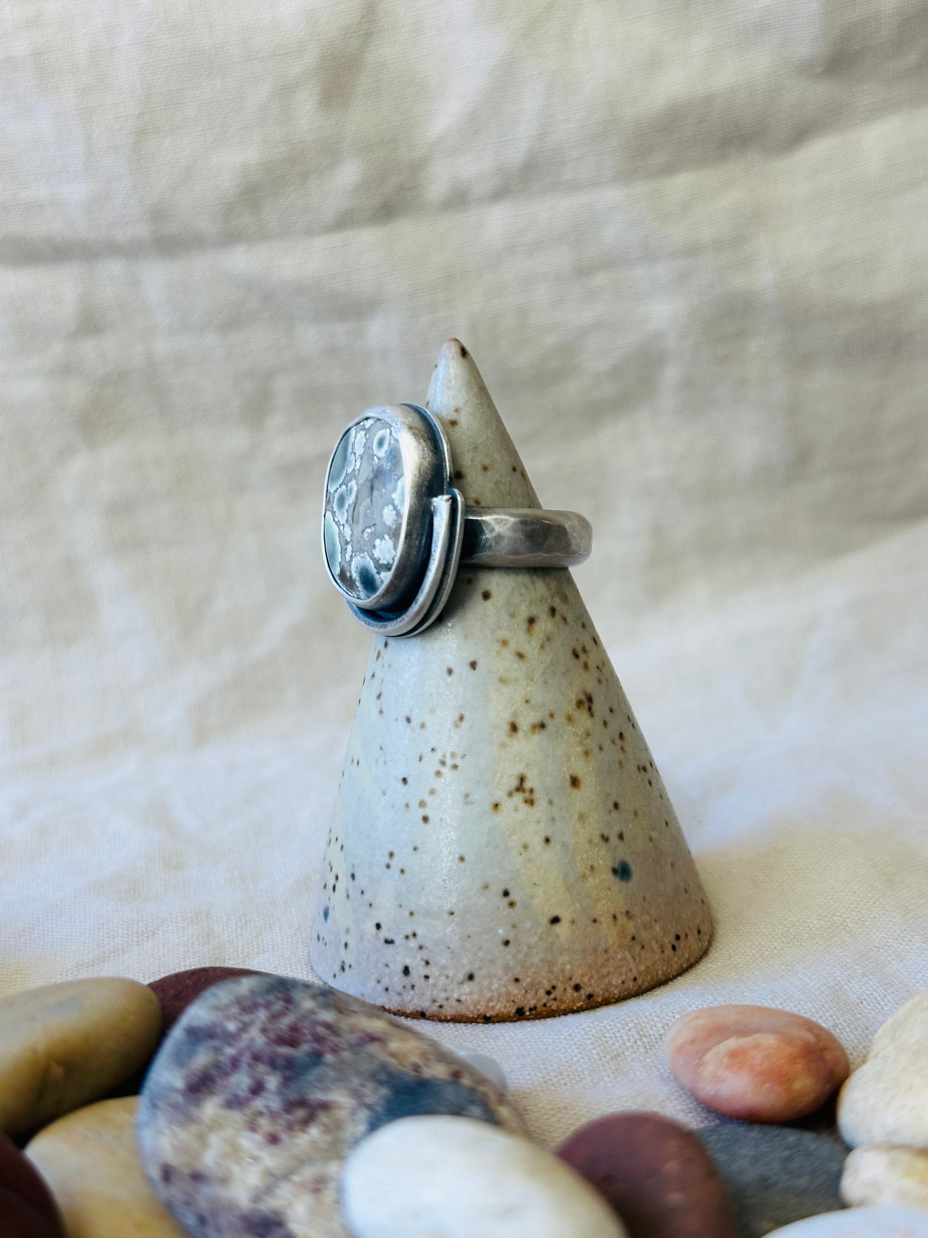 Angel Wing Variscite & Sterling Silver Ring - size 7