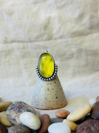 Yellow Chalcedony & Sterling Silver Ring - Size 8.75