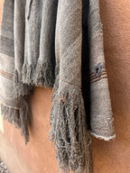 Alpaca - Upcycled poncho Jacket with fringe - snap front