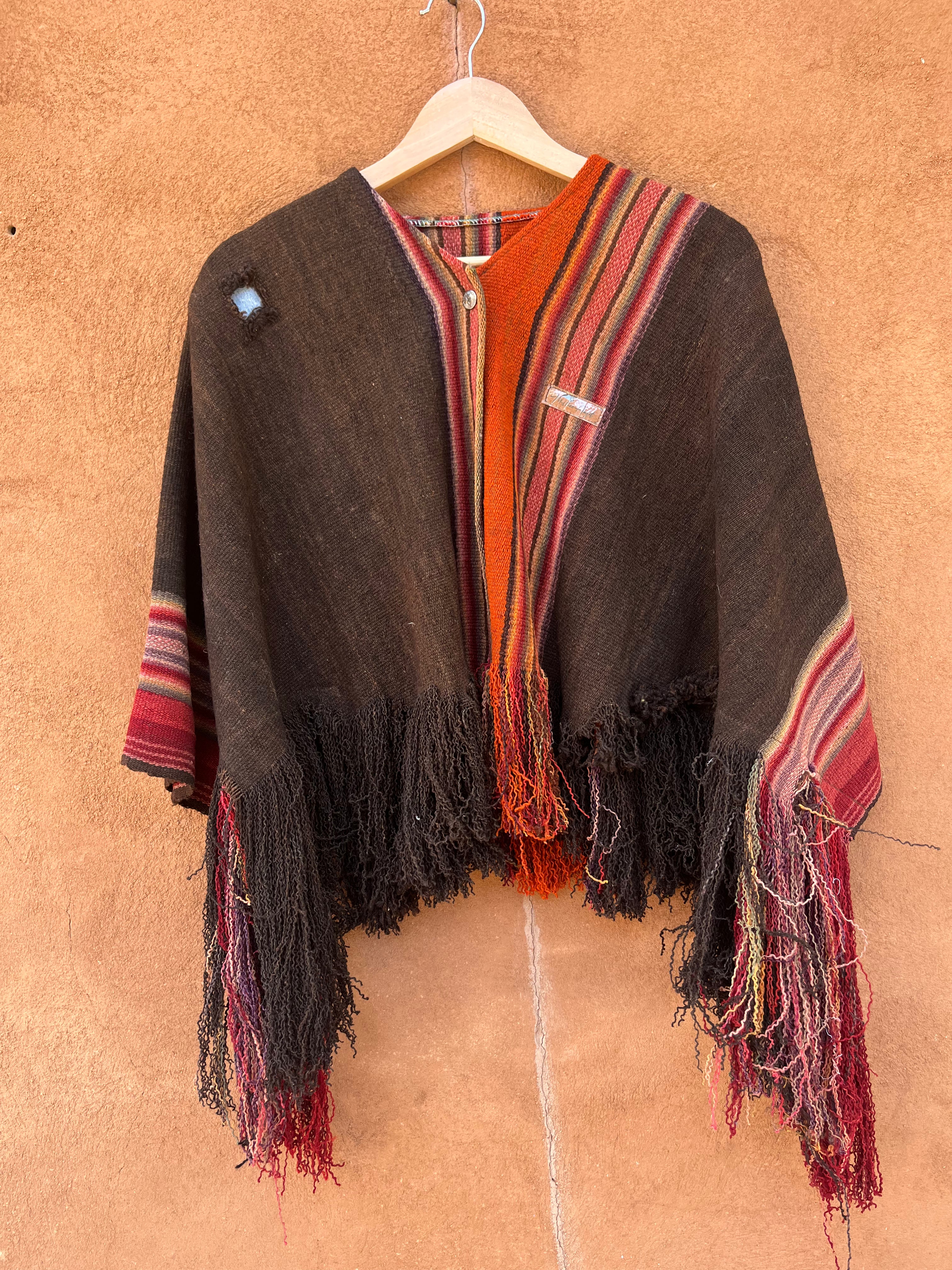 Alpaca - Upcycled  Poncho Jacket - Snap buttons