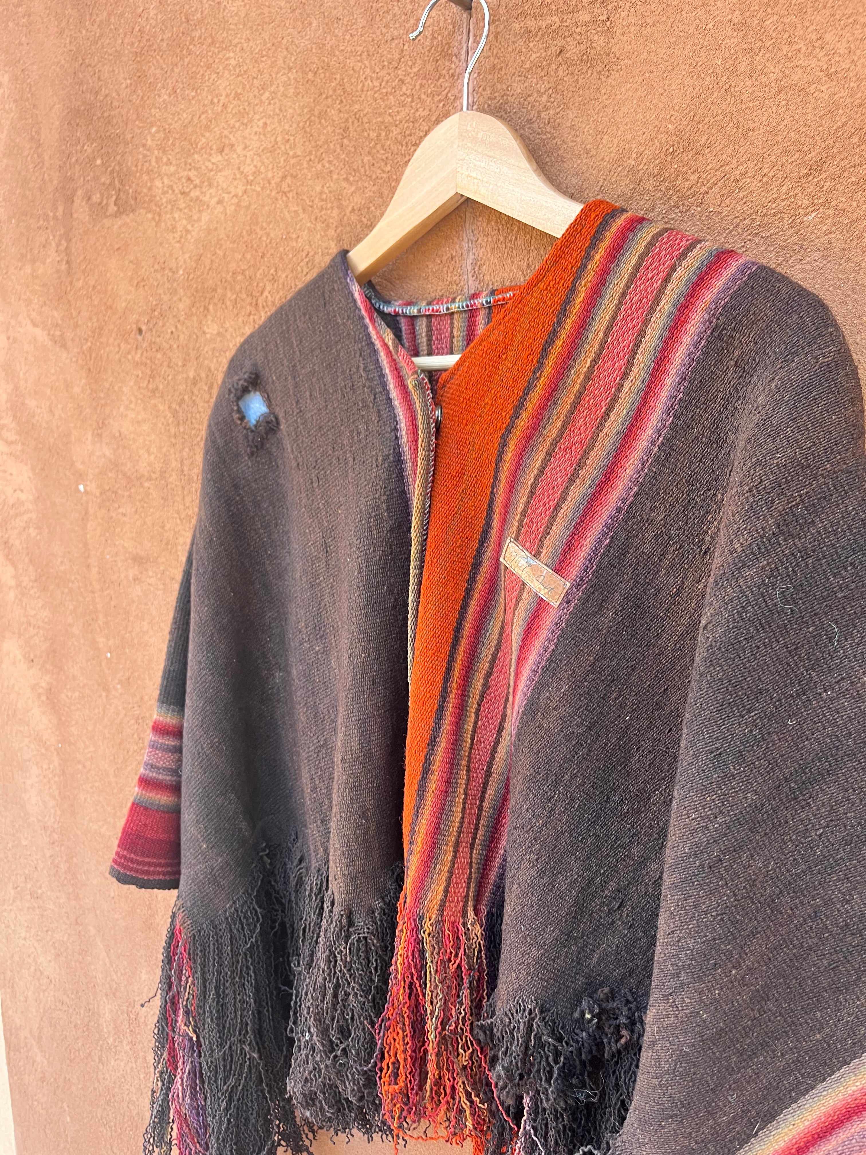 Alpaca - Upcycled  Poncho Jacket - Snap buttons