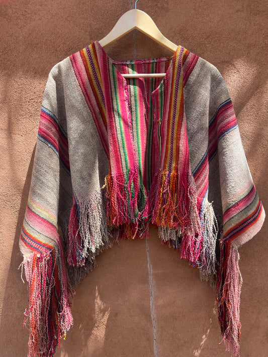 Alpaca - Upcycled  Fringe Poncho jacket