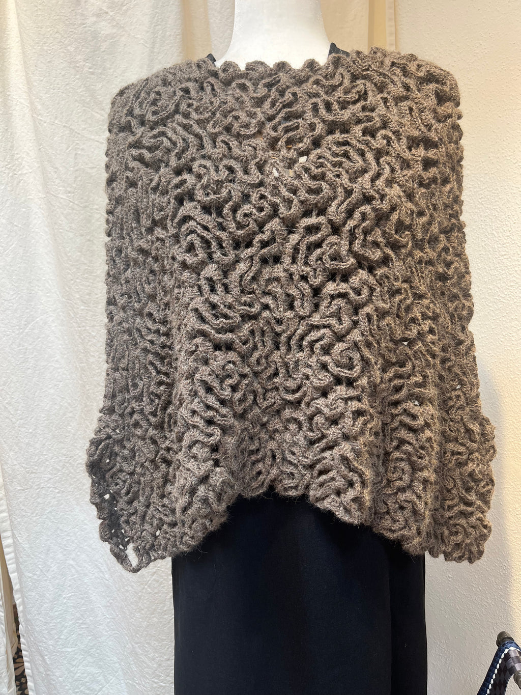 Poncho 100% Baby Alpaca - Grey