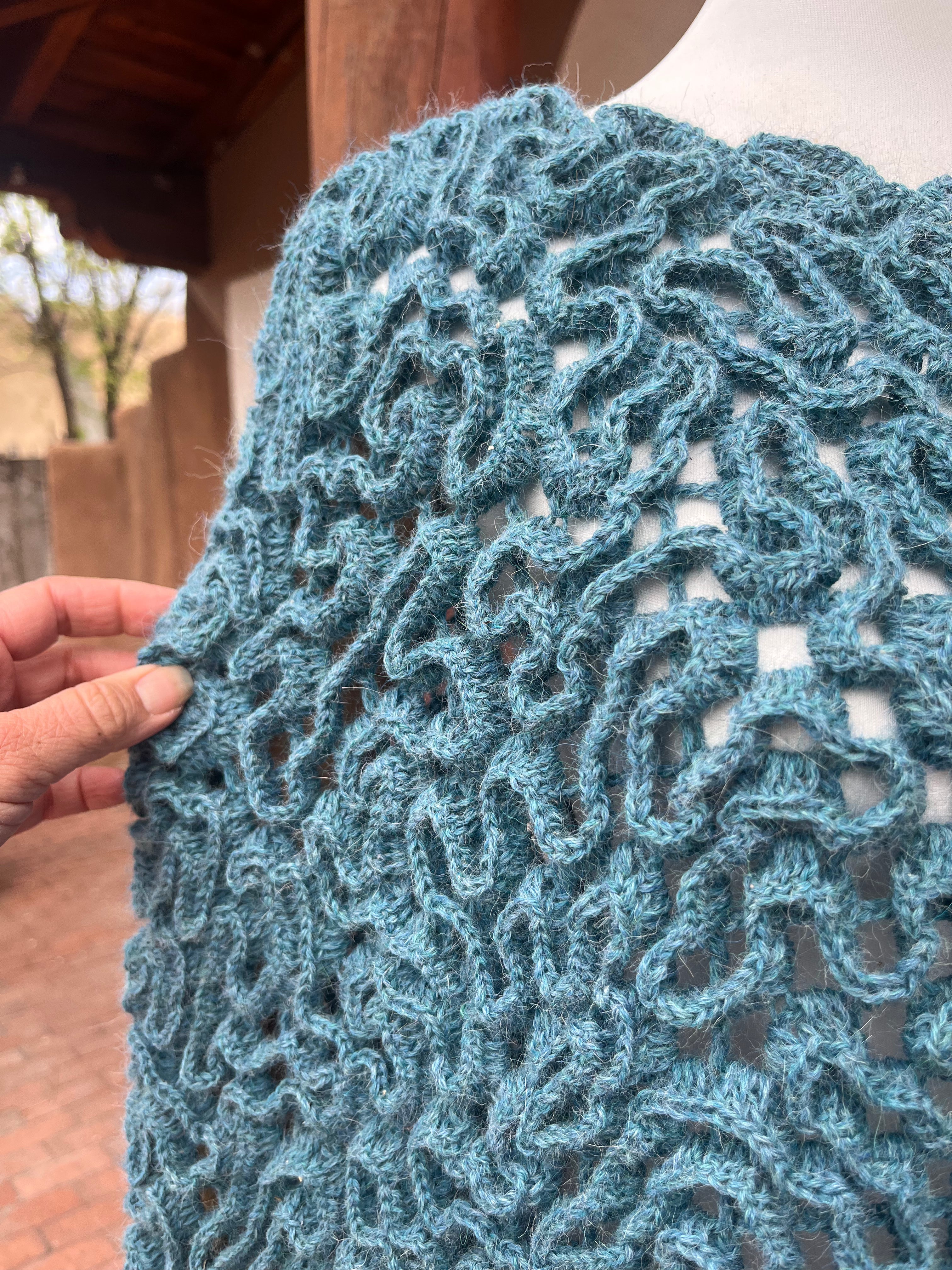 Poncho 100% Baby Alpaca - Teal
