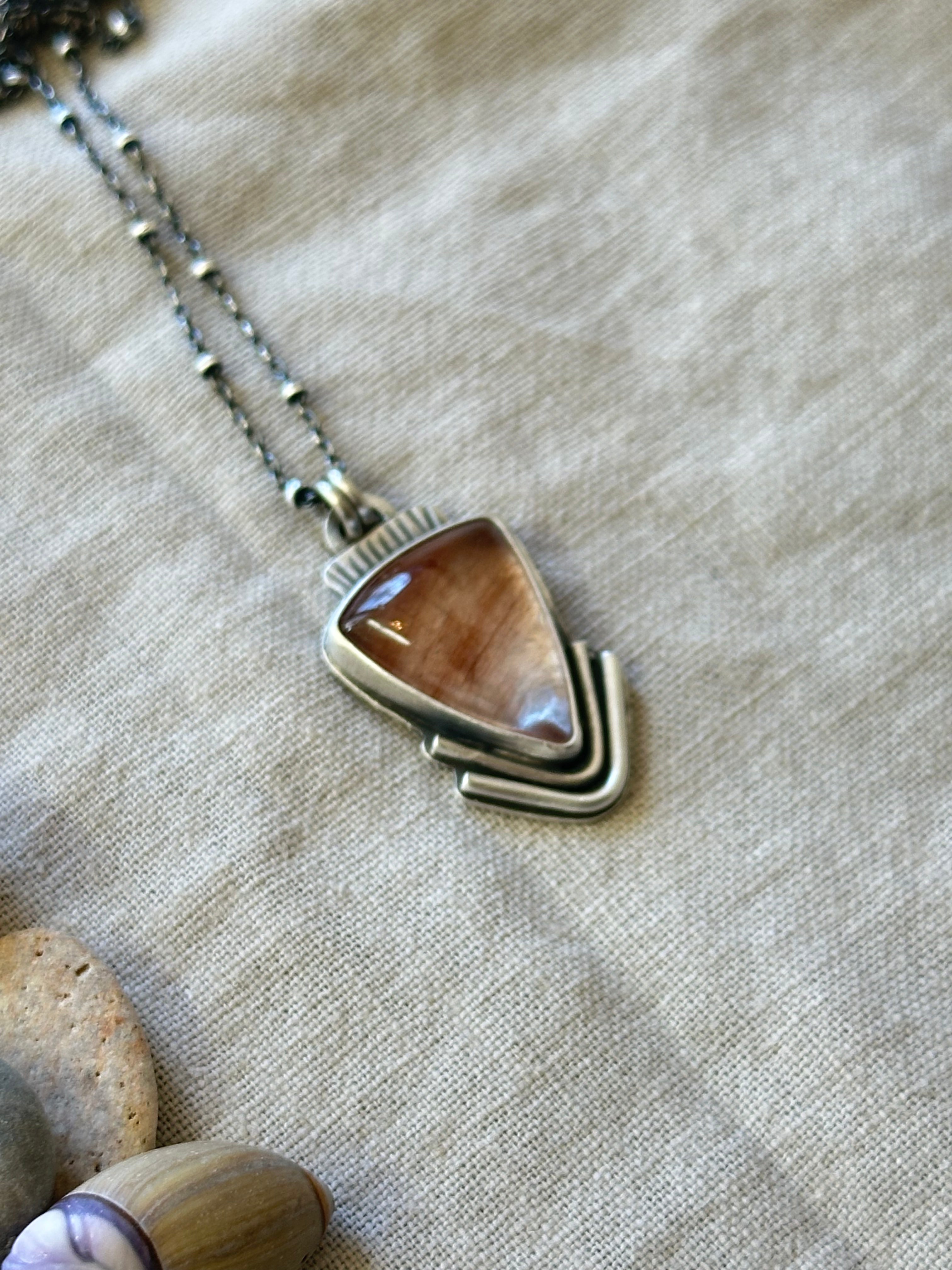 Pink Rutilated Quartz & Sterling Silver ~ Necklace