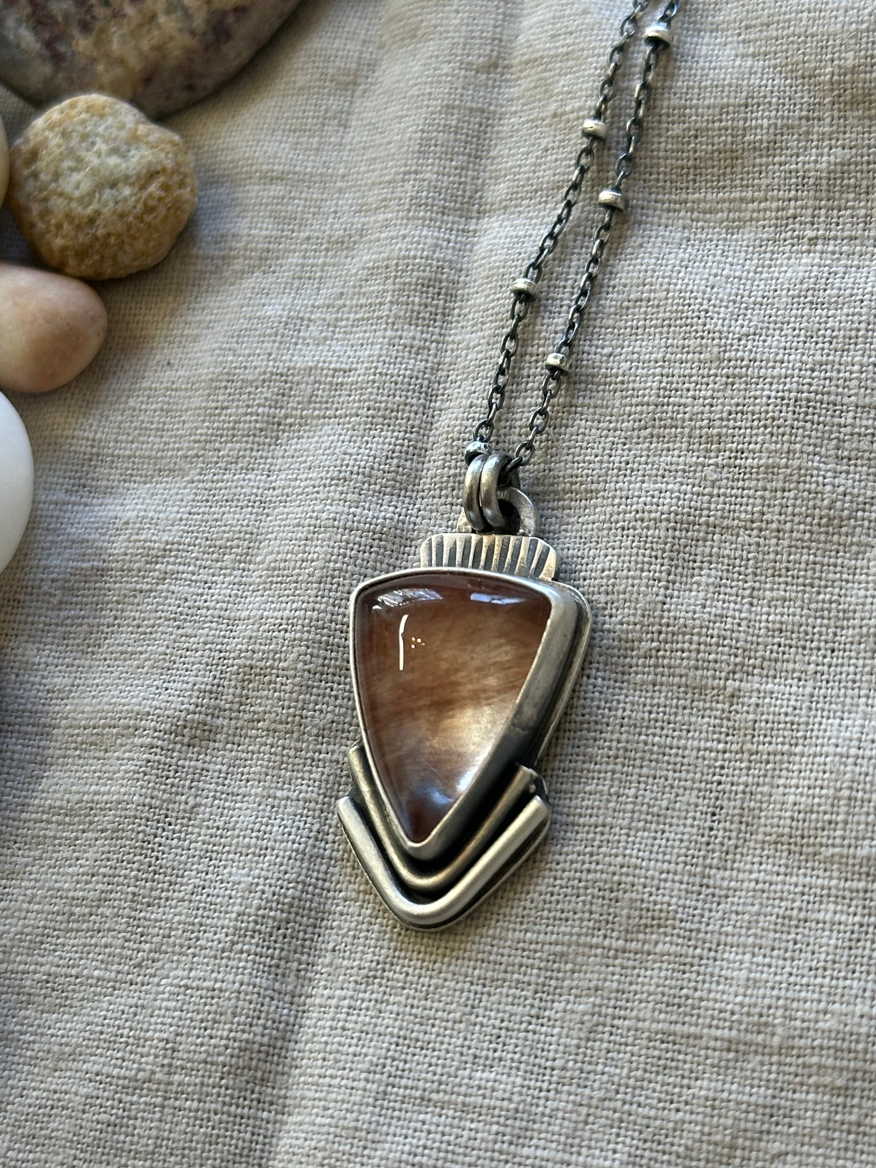 Pink Rutilated Quartz & Sterling Silver ~ Necklace