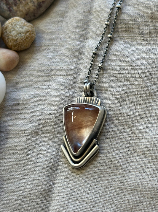 Pink Rutilated Quartz & Sterling Silver ~ Necklace