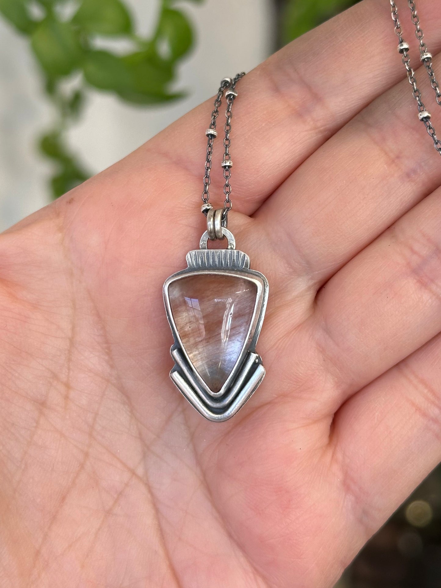 Pink Rutilated Quartz & Sterling Silver ~ Necklace